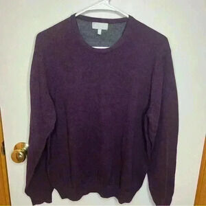 Hickey Freeman Sweater Men Medium Plum Purple Long Sleeve Cotton Cashmere Blend